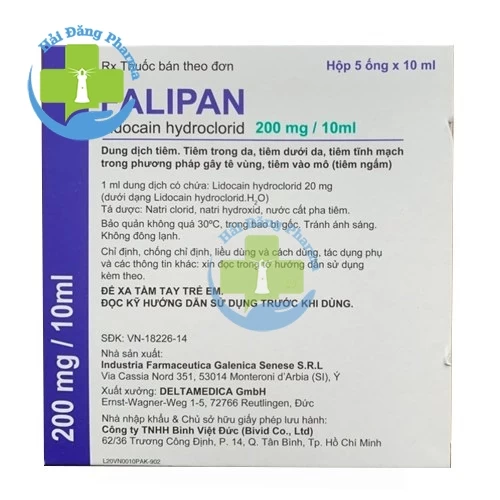 Falipan - Lidocain Hydroclorid 200mg/10ml Galenica Senese