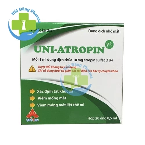 Uni atropin 0.5% - Hộp 20 tép, mỗi tép có thể tích 0.5ml