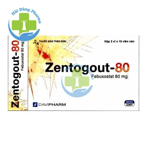 Zentogout-80 - Hộp 2 vỉ x 10 viên; hộp 6 vỉ x 10 viên